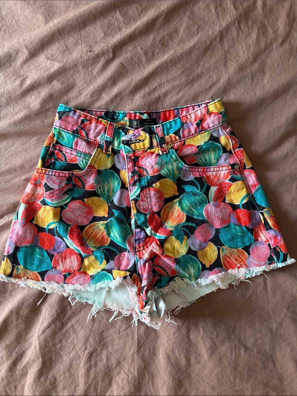 ZARA trf collection Fruit Denim Shorts size 2